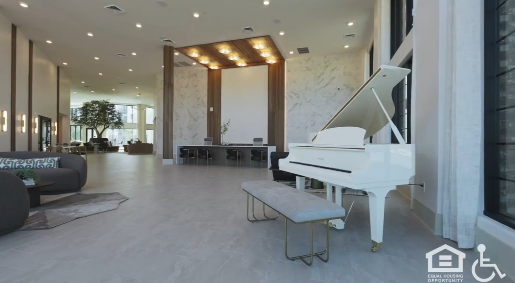 a room with a piano